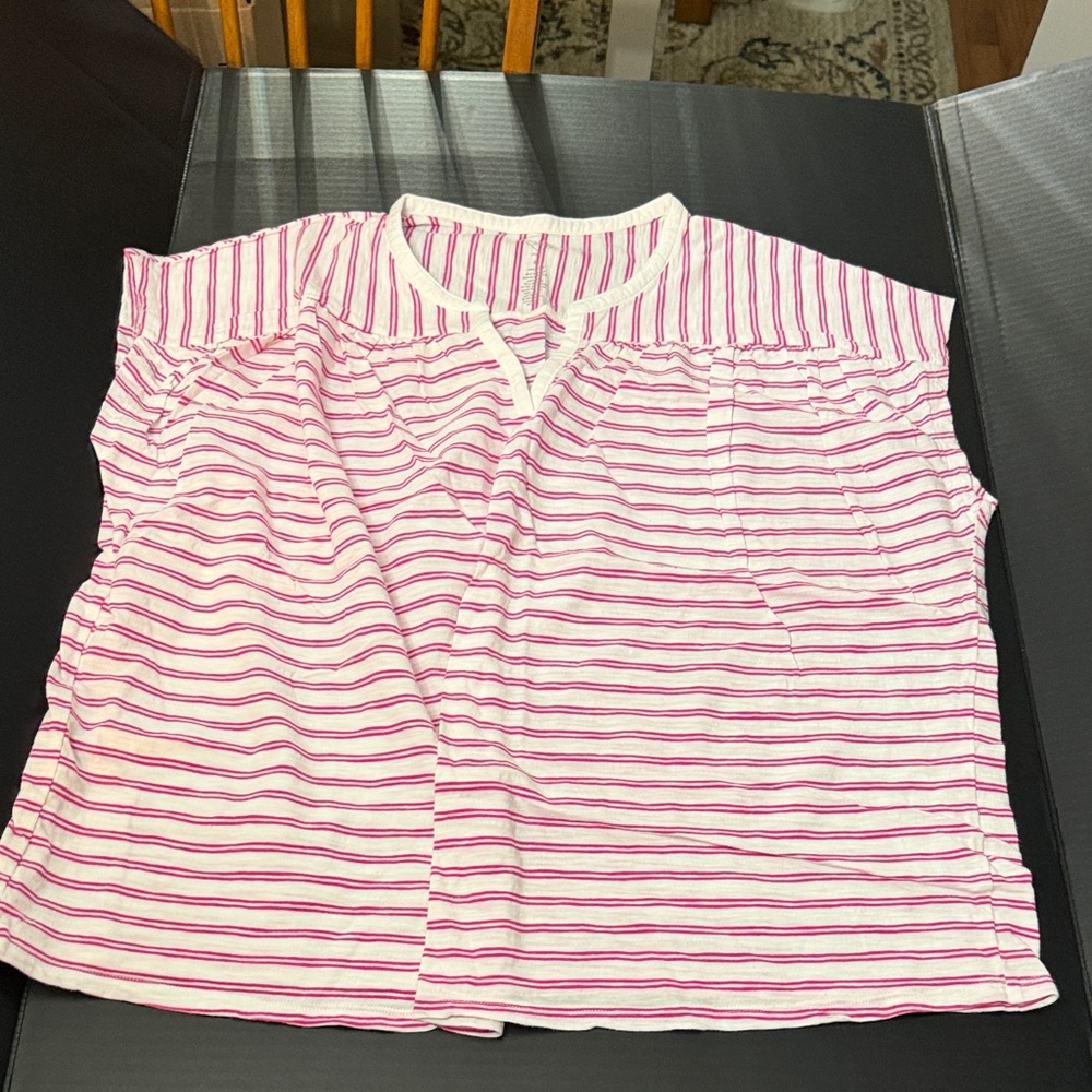 St. John's Bay Pink and White Striped Tank Top